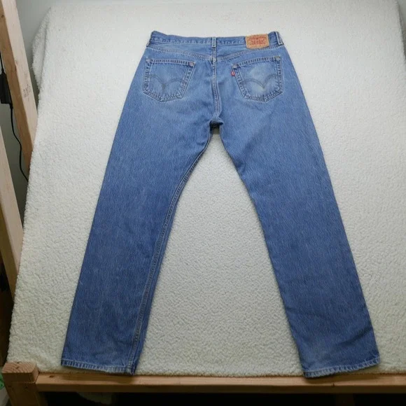Vintage Levi's 501XX Jeans Mens 36x32 Y2K 2000s Blue Denim Button Fly Distressed